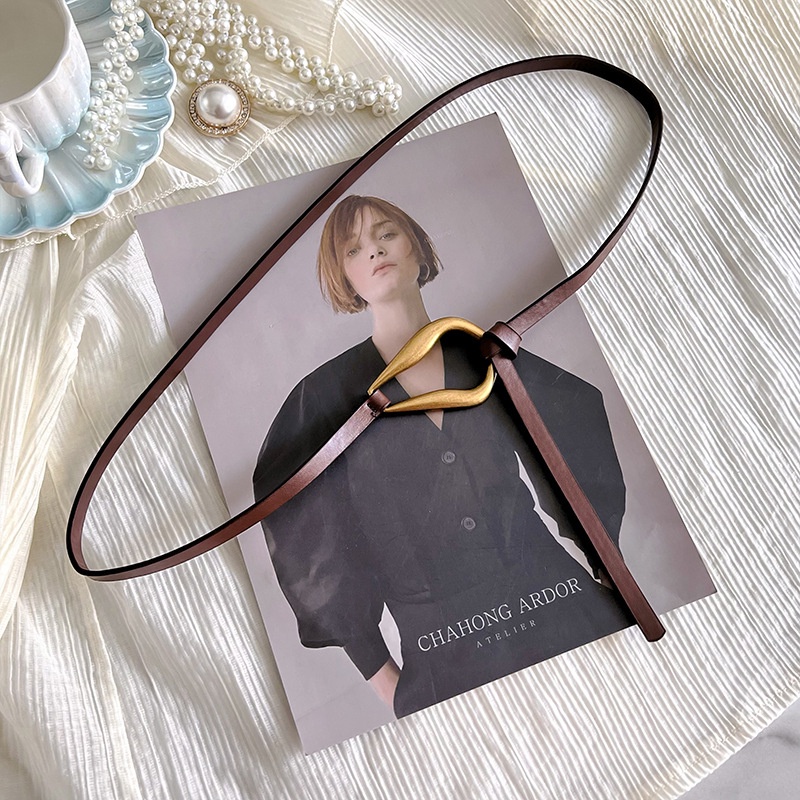 Thắt Lưng Da PU Mỏng Khóa Kim Loại Thời Trang Cho Nữ