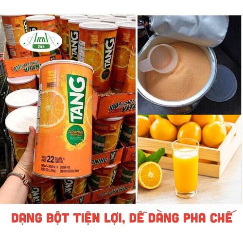 Bột pha nước cam Tang Vitamin C Orange 2.04kg - Mỹ đủ size to và nhỏ hạn 2023