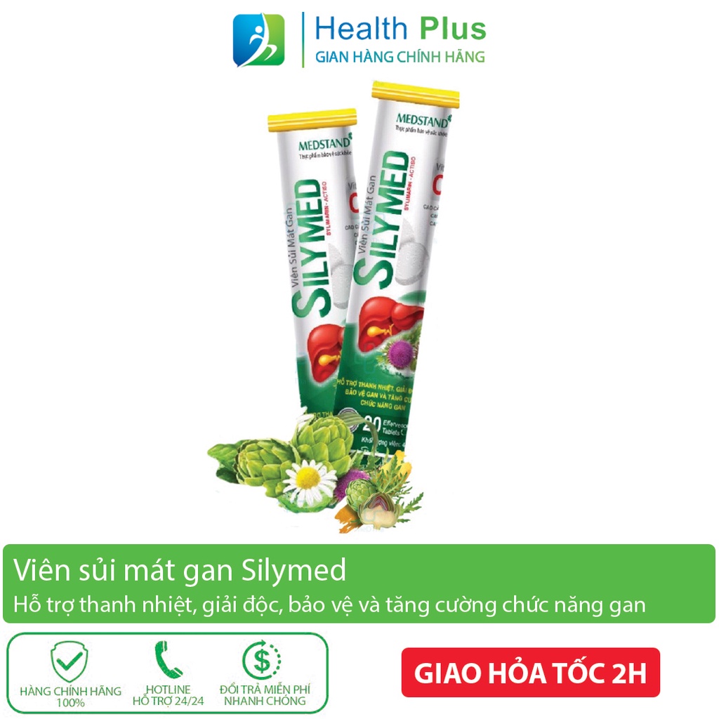 Viên sủi mát gan Silymed - thanh nhiệt, giải độc gan, hỗ trợ tăng cường chức năng gan, giảm mẩn ngứa, mụn nhọt - 20 viên