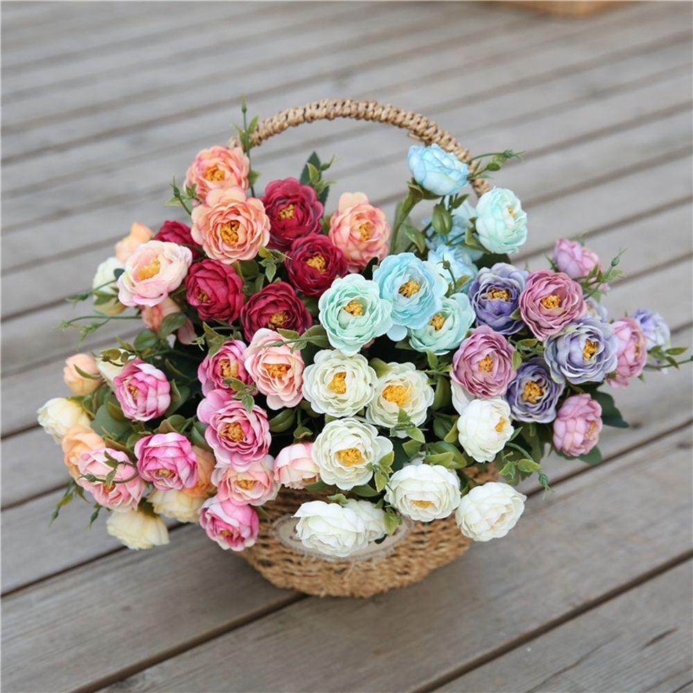 Chậu Hoa Giả Mini Trang Trí Nhà Cửa|Bó Hoa Lụa Trang Trí Tiệc Cưới