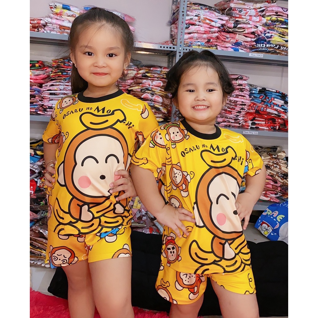 Bộ Ngủ Pijama Thun Baby Tay Ngắn Quần Đùi Họa Tiết Hoạt Hình Dễ Thương từ 20-30kg