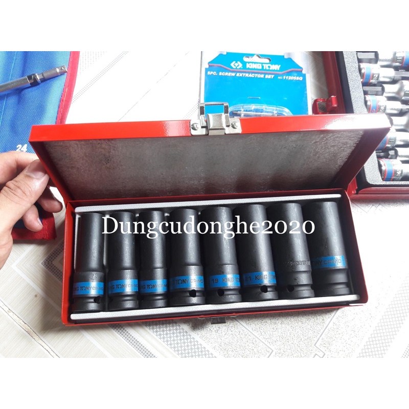 Bộ 08 đầu tuýp Kingtony đen dài 78mm 4410MP