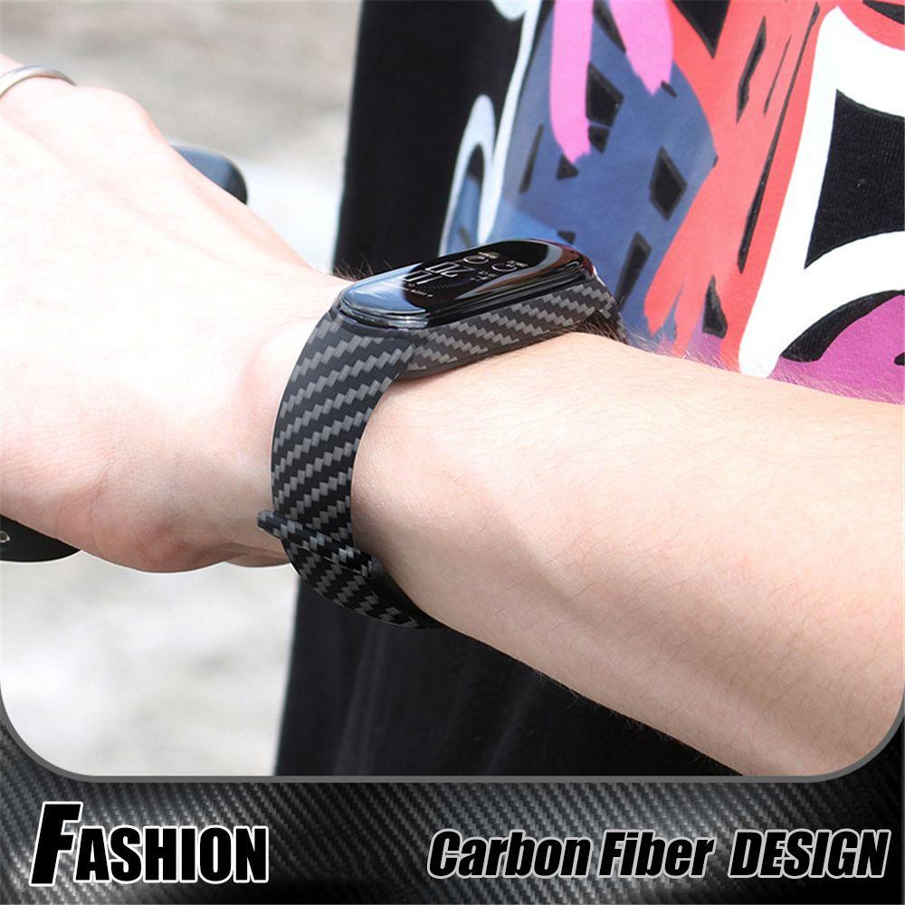 Dây Đeo Thay Thế Bằng Sợi Carbon TPU Cho Xiaomi Mi Band 6 5 4 3