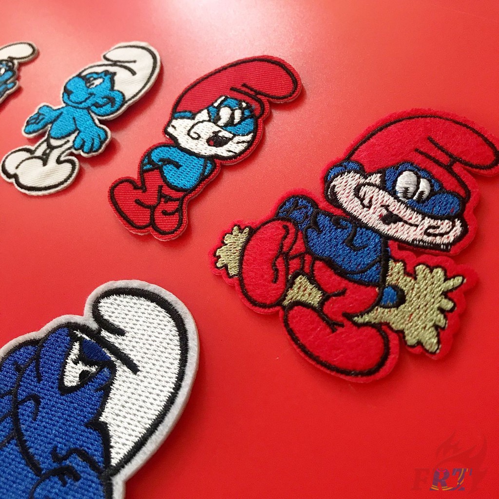 ☸ Sticker Ủi Thêu Hình Hoạt Hình The Smurfs ☸ 1 Sticker Ủi Thêu Hoạt Hình Dễ Thương
