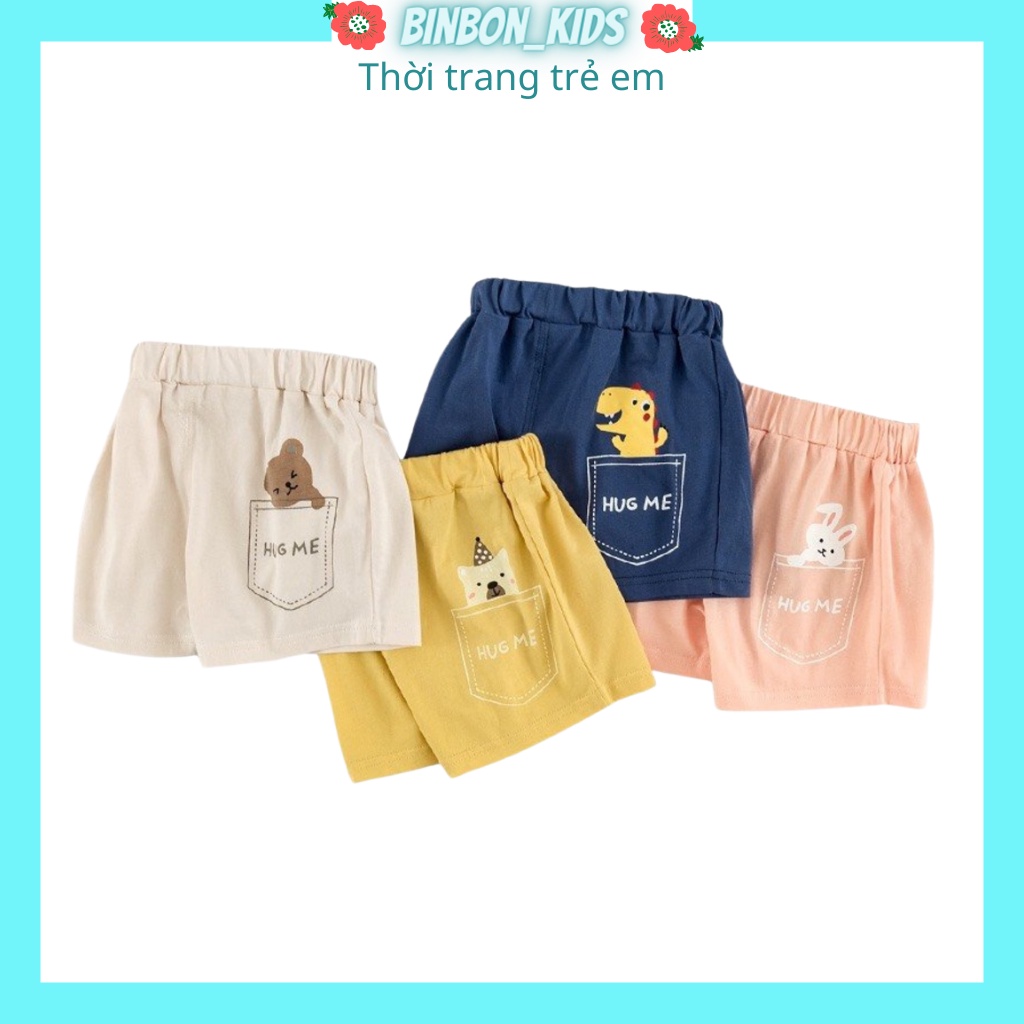 Quần đùi cho bé in hình thú cưng cho bé trai bé Gái . Set quần đùi trẻ em chất cotton cho bé từ 8-25kg BINBON KIDS