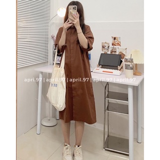 Đầm sơ mi kaki phom rộng (ảnh thật/ có sẵn)