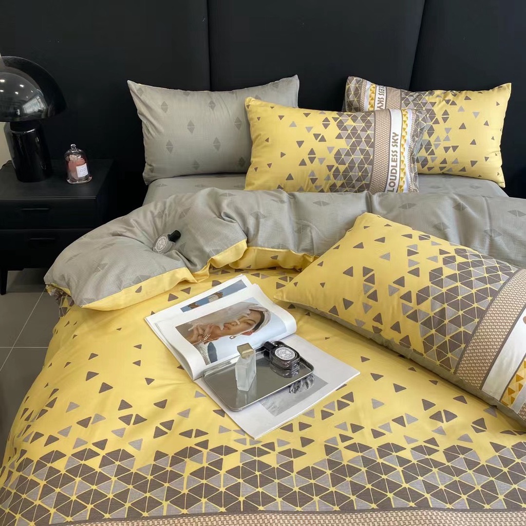 Bộ chăn ga gối cotton organic Tam giác vàng Dreamhome