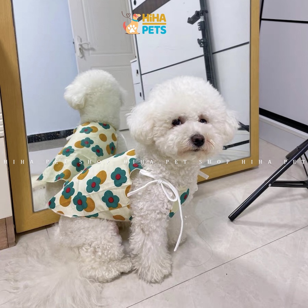 Váy Áo Cho Chó Mèo Dễ Thương Dây Cột Hoa Mùa Hè Quần Áo Cho Thú Cưng Mát Mẻ Hihapet.