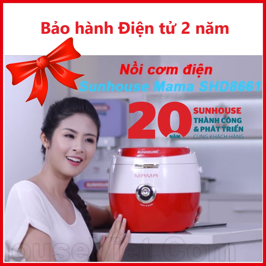 Nồi cơm điện Sunhouse dung tích 1.8L SHD8661, Lòng nồi 7 lớp dày 2.8mm, phủ chống dính siêu bền, Nấu cơm siêu ngon