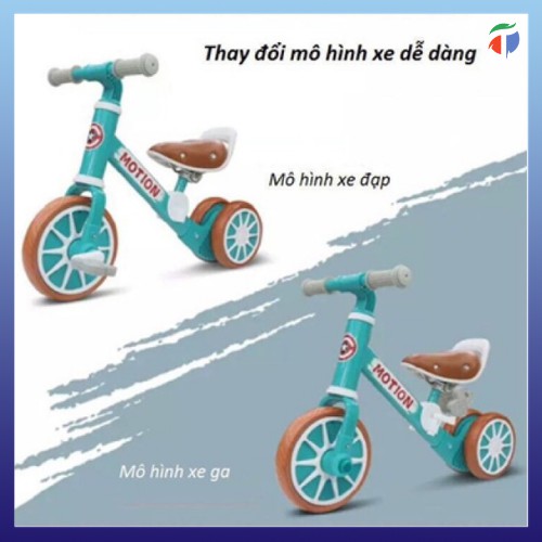 Xe chòi chân cho bé kết hợp xe đạp - Xe chòi chân thăng bằng 3 bánh cho bé khung kim loại chắc chắn