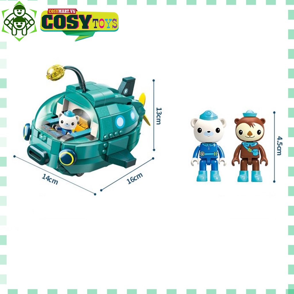 Đồ chơi lắp ghép xếp hình Tàu ngầm thám hiểm đại dương cá heo với 223 mảnh ghép