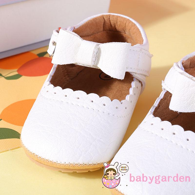 Giày Công Chúa Đế Mềm Chống Trượt Màu Trơn Trang Trí Nơ Xinh Xắn Cho Bé Gái