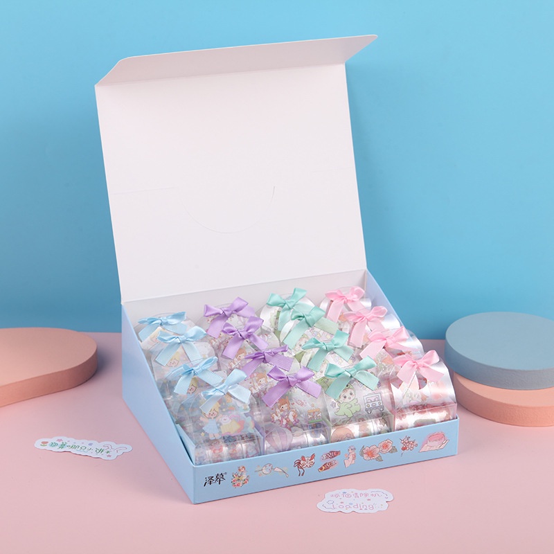 Set Băng Keo Cute Mini PVC Trong Suốt Trang Trí, Hộp Gift Box Dễ