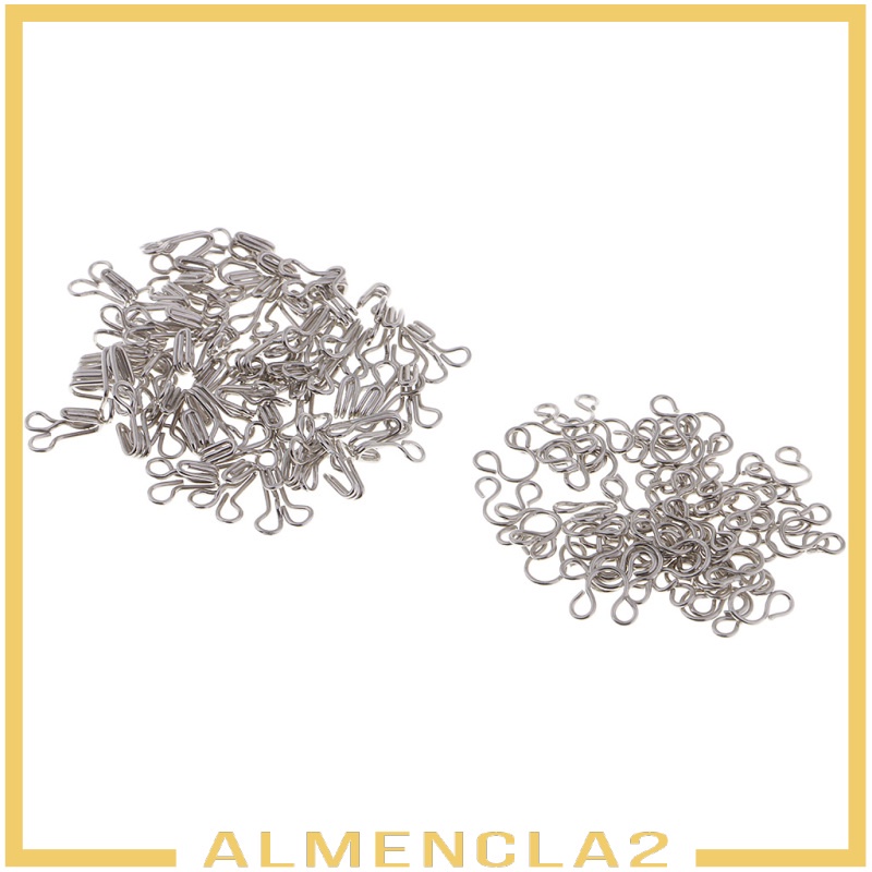 [ALMENCLA2] 100 Sets Metal Hook and Eye Fasteners Silver for Dressmaking Sewing Supplies