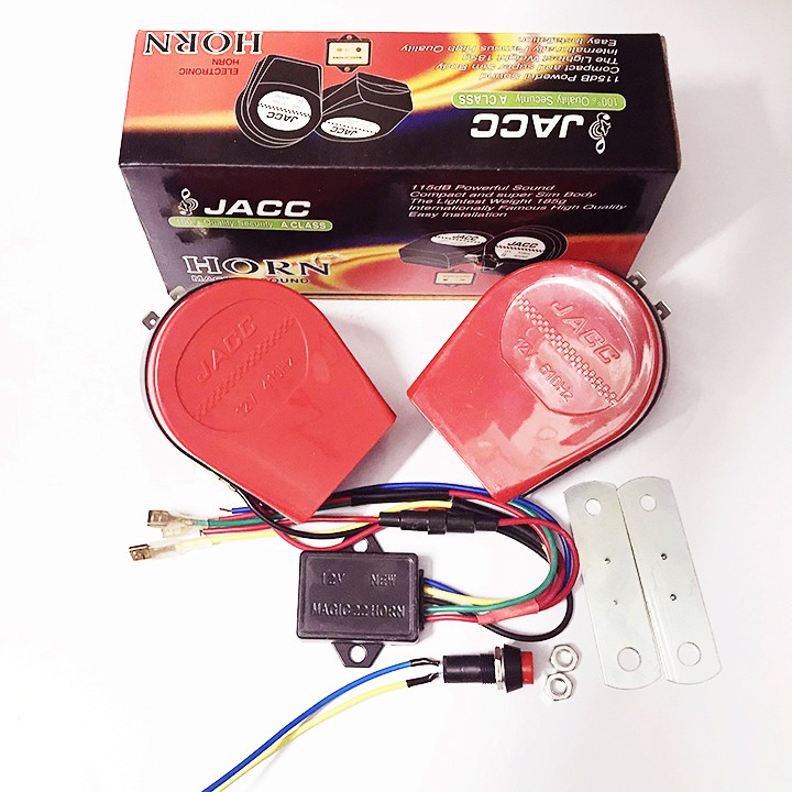 Bộ Còi ngân JACC cho âm thanh CỰC CHẤT. Trọn bộ còi ngân cho ô tô xe máy. Còi ngân 8 tiếng