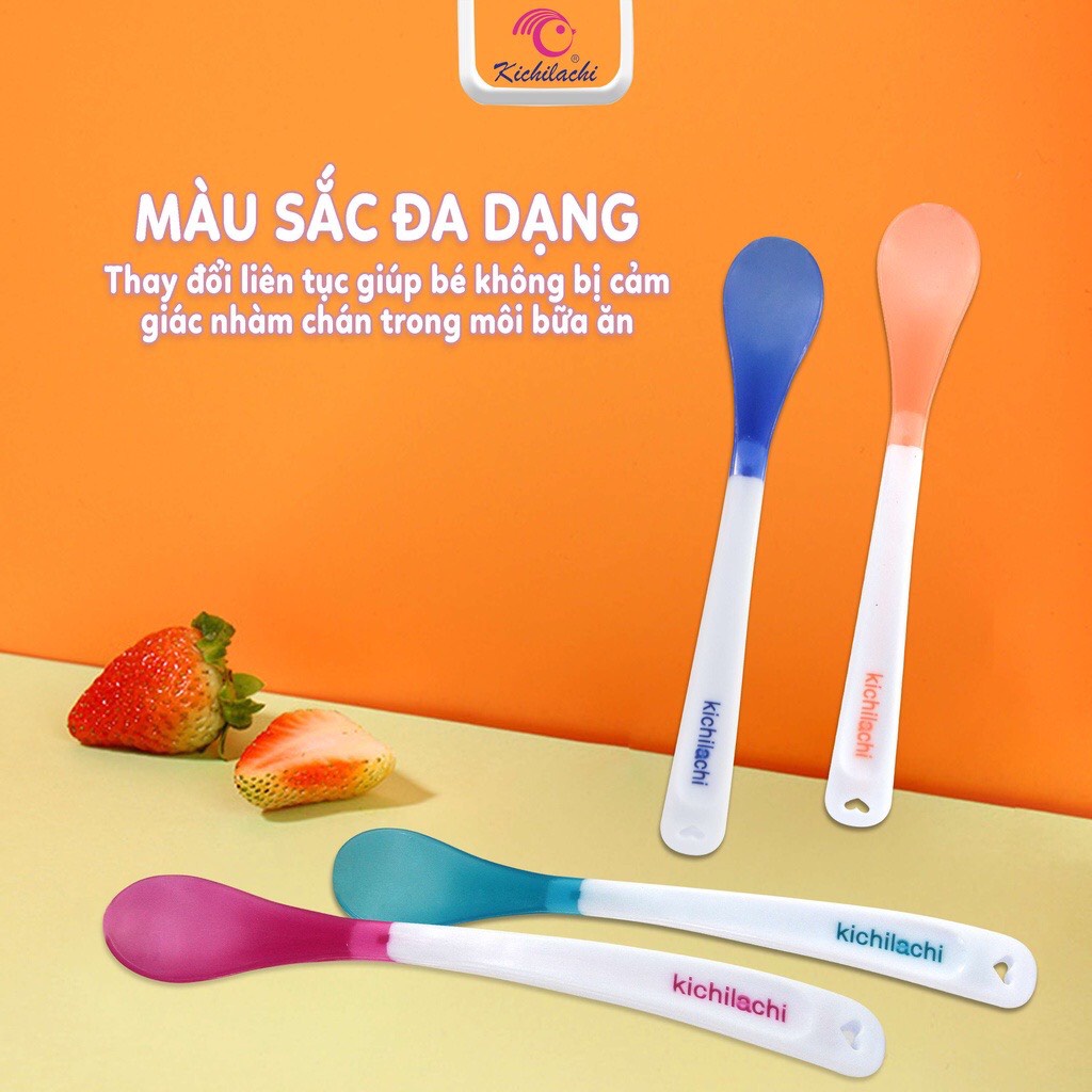 Hộp Thìa báo nóng , thìa ăn dặm cho bé thương hiệu Kichilachi