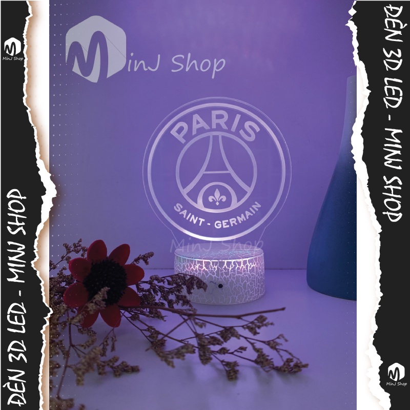 Đèn Ngủ 3D Led PSG | 16 Màu + Remote | Đèn Ngủ 3D CLB Bóng Đá Paris Sant Germain | MinJ Shop | Đèn Bóng Đá