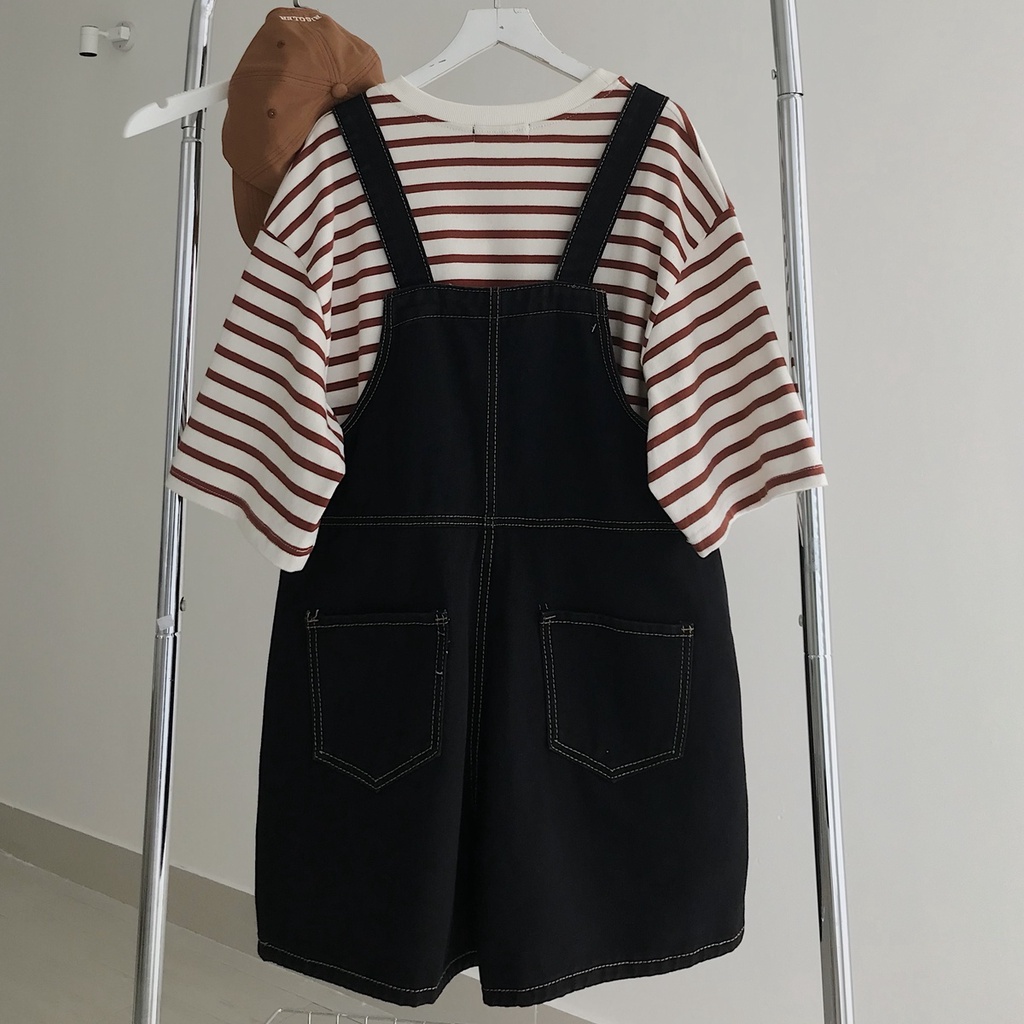 Quần Yếm Jean Nữ Ngắn JEM CLOSET Dáng Rộng DALY Thiết Kế Chỉ Viền Nổi Bật 7203
