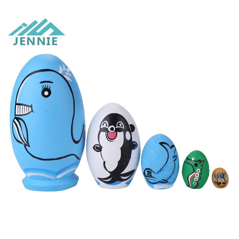 Búp Bê Nga Matryoshka Bằng Gỗ 5 Lớp Vẽ Tay Phong Cách Dân Tộc