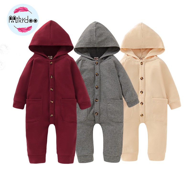 Jumpsuit Cotton Dài Tay Mikrdoo Cho Bé Trai 0-18 Tháng