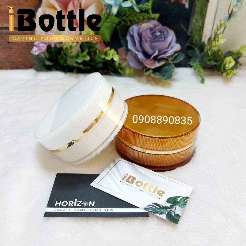 Chai lọ sang chiết mỹ phẩm - Hủ body sọc trắng & vàng cao cấp 150g