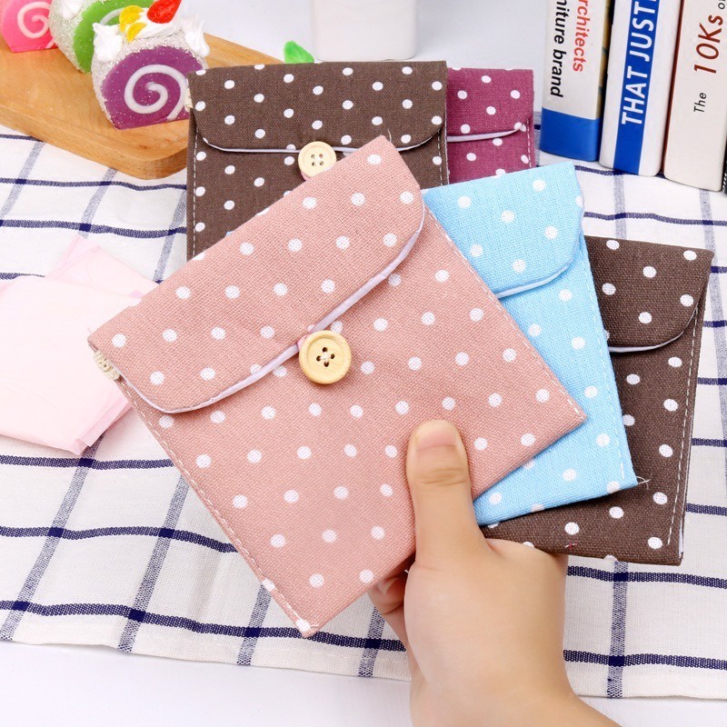 Túi Vải Cotton Đựng Băng Vệ Sinh Nhỏ Gọn Tiện Dụng Cho Nữ