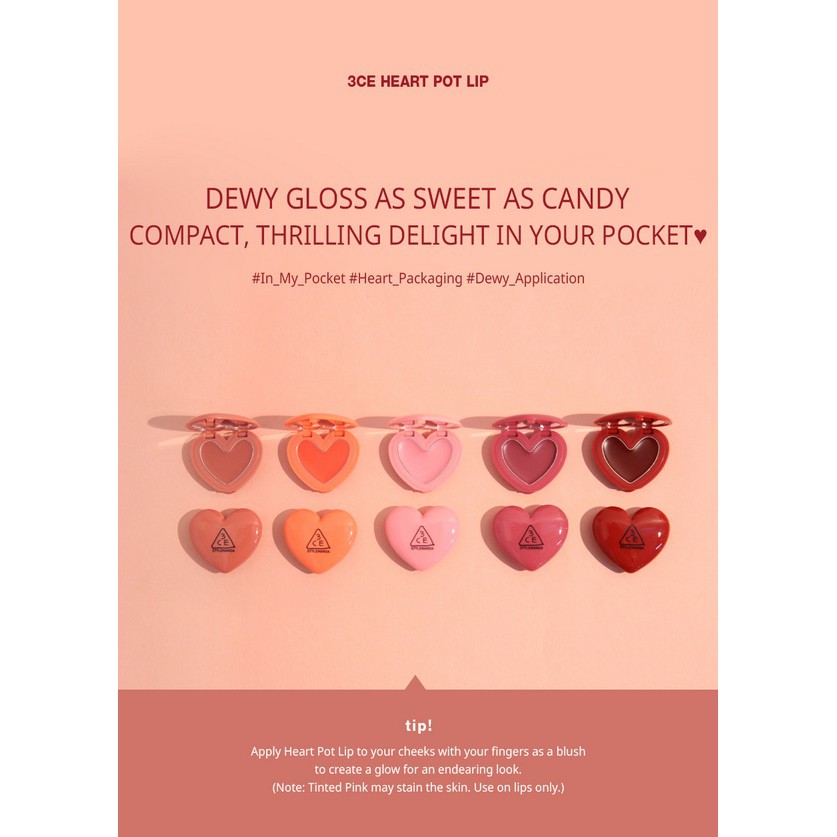Son Dưỡng Hình Trái Tim 3 CE Heart Pot Lip 1.4g - Hàn Quốc