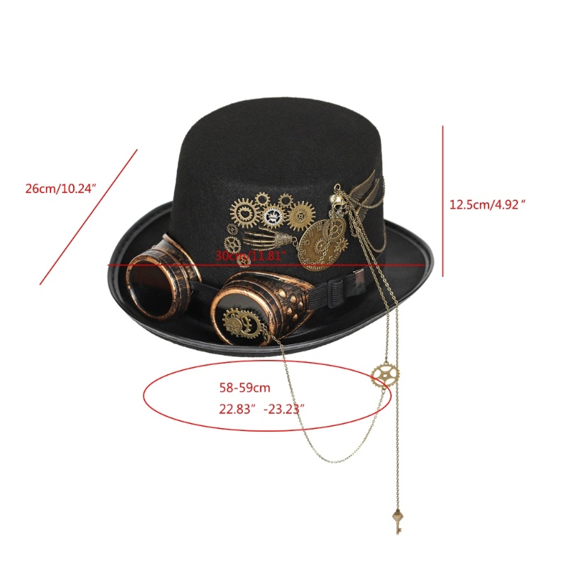 Han Mũ Bowler Top Gay Jazz Kèm Kính Bảo Hộ Hóa Trang Lễ Hội Halloween