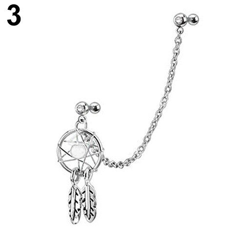 Khuyên tai chuỗi dài hình dreamcatcher mạ bạc thời trang