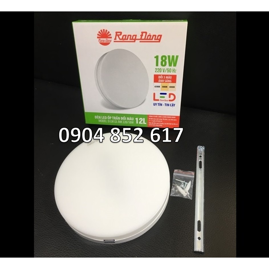 💥Chính Hãng💥 Đèn LED Ốp trần Đổi 3 màu, Rạng Đông 18W Փ220,  D LN12L 22x22,/18W, D LN12L 220/18W 💥Hàng Công ty💥