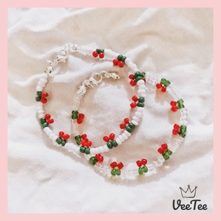 Vòng tay hạt cườm quả anh đào - cherry bracelet - made by veetee