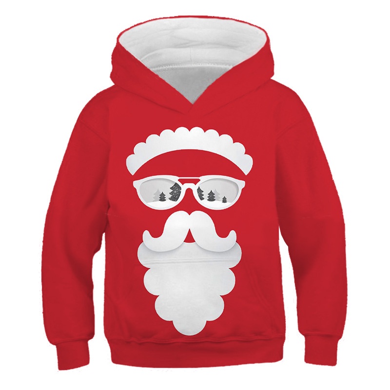 Áo Hoodie polyester In Họa Tiết Ông Già Noel Phong Cách Giáng Sinh Thời Trang Mùa Đông Cho Bé Trai Và Gái