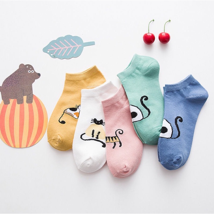RẺ VÔ ĐỊCH  TẤT CỔ NGẮN HỌA TIẾT MÈO DỄ THƯƠNG CHO NỮ