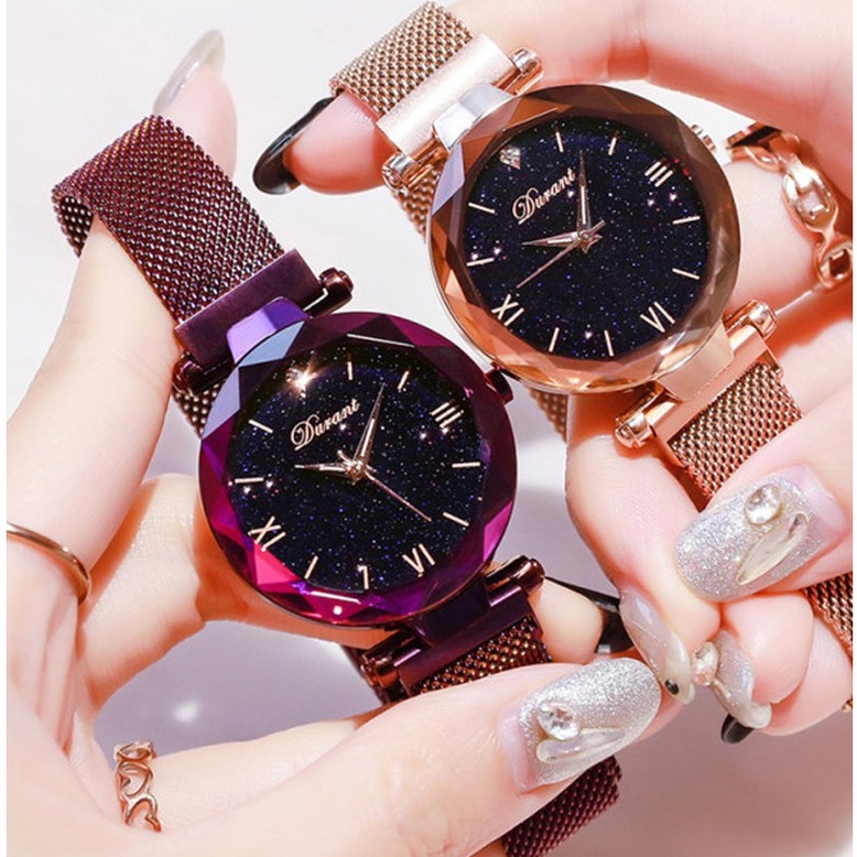 Đồng hồ nữ dây thép lưới nam châm mặt hình bông hoa thời trang cho học sinh sinh viên