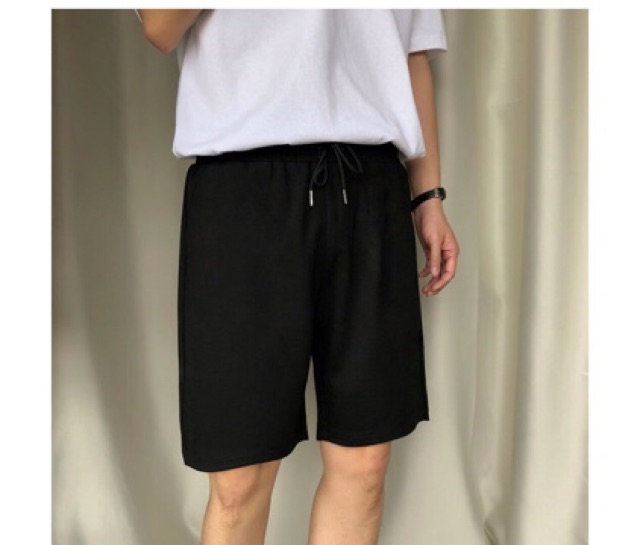 Quần Short Thun trơn cao cấp Boin Unisex, Quần đùi thun da cá trơn đen  co dãn 4 chiều cho nam nữ _ Hình Thật