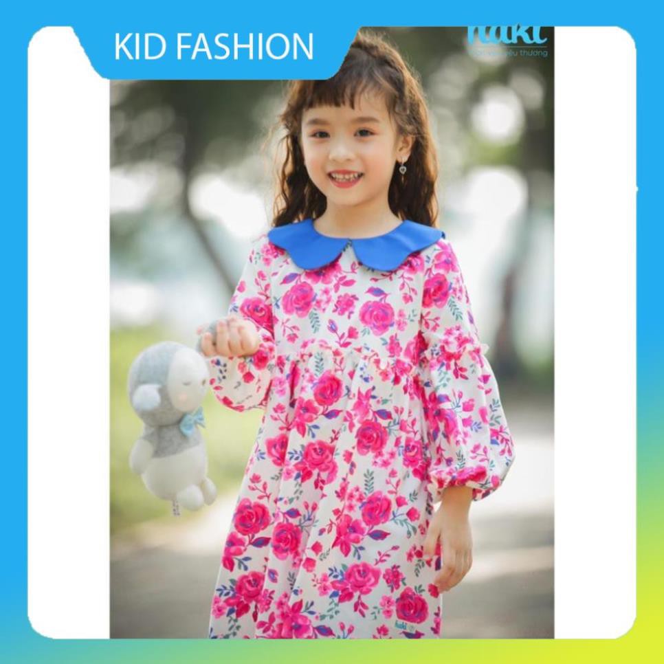 Haki_ Đầm bé gái_Váy hoa bèo tay, cổ Peter Pan sắc màu -HAKI HK498 [HÀNG ĐẸP CHUẨN]