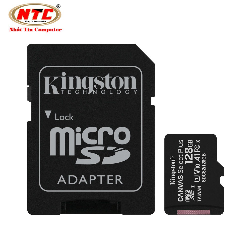 Thẻ nhớ microSDXC Kingston Canvas Select Plus 128GB 100MB/s U1 V10 A1 (Đen) - Kèm Adapter