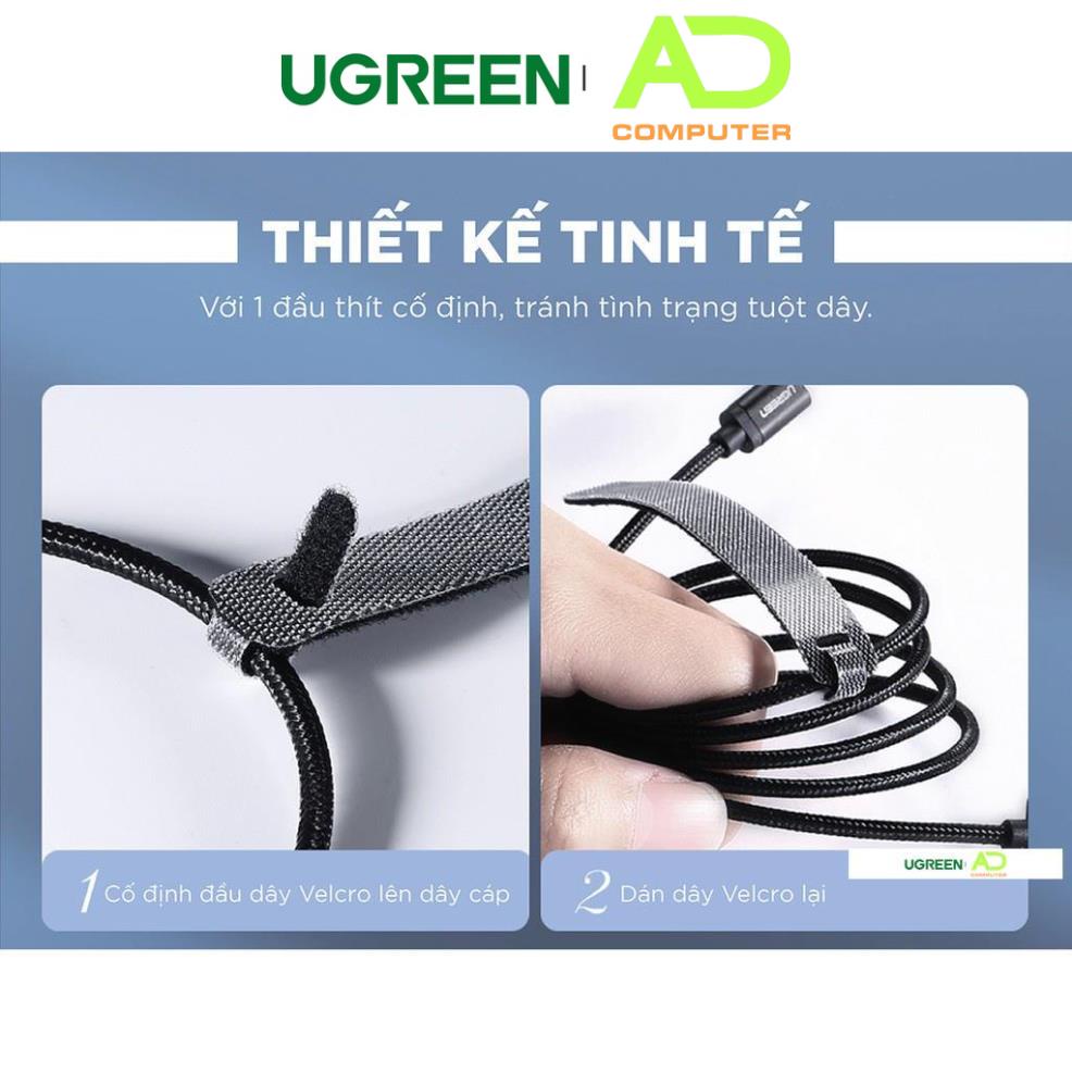 Dây dán tiên lợi Velcro làm gọn dây sạc, dây tai nghe,... UGREEN 50370 - Hàng phân phối chính hãng