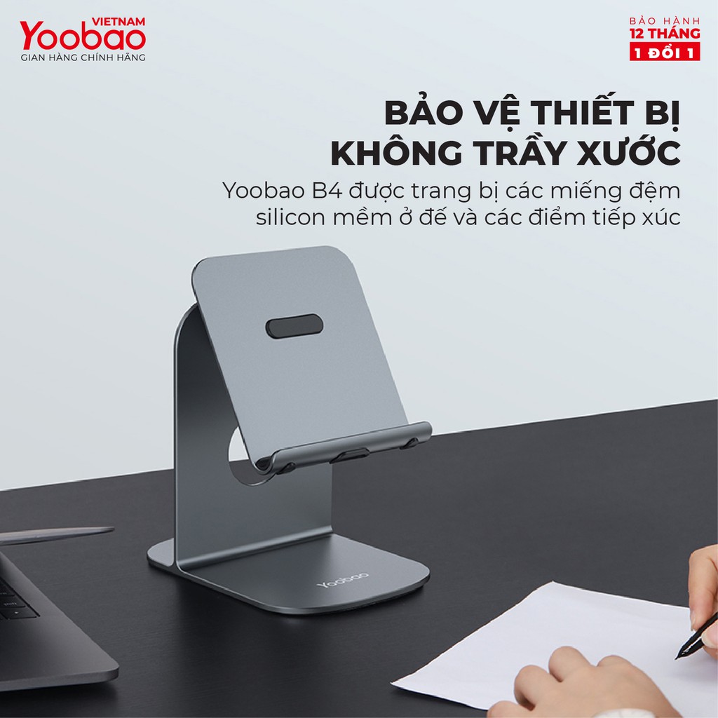 Giá đỡ điện thoại để bàn YOOBAO B4 Hợp kim nhôm Điều chỉnh độ cao - Hàng chính hãng - Bảo hành 12 tháng 1 đổi 1