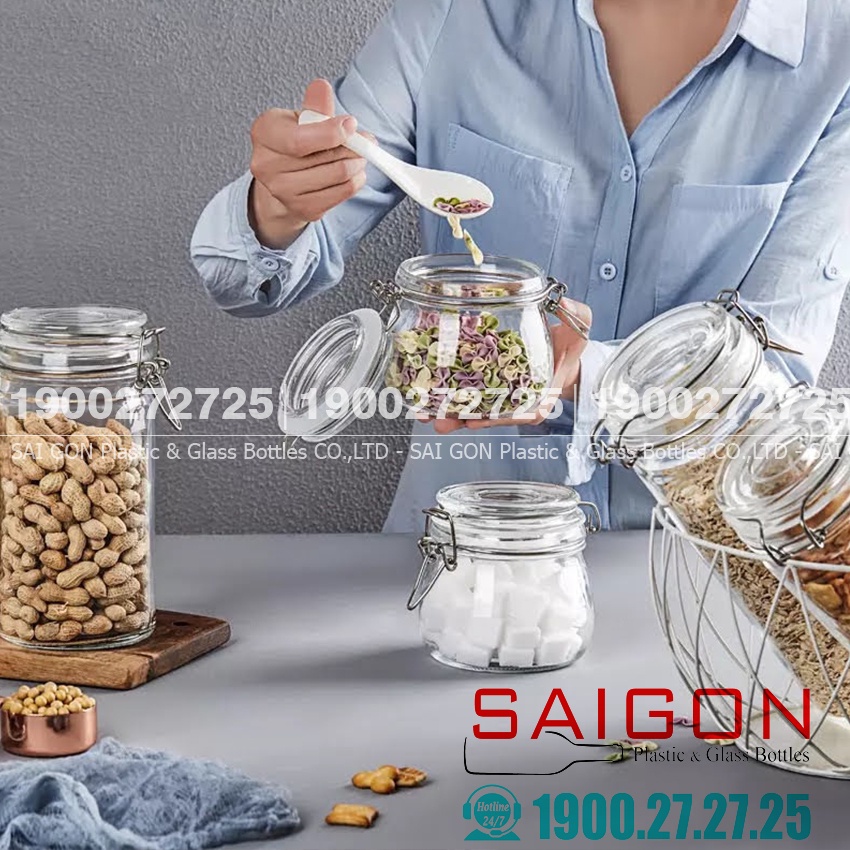 Hũ Thủy Tinh Gia Vị HNG , Nắp Gọng Thép kín Hơn | Tùy Chọn Dung Tích