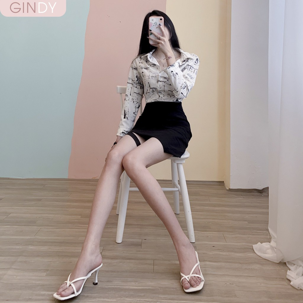Chân váy ngắn nữ Gindy cạp cao kèm đai chân mẫu mới nhất hàng thiết kế V10072 | BigBuy360 - bigbuy360.vn
