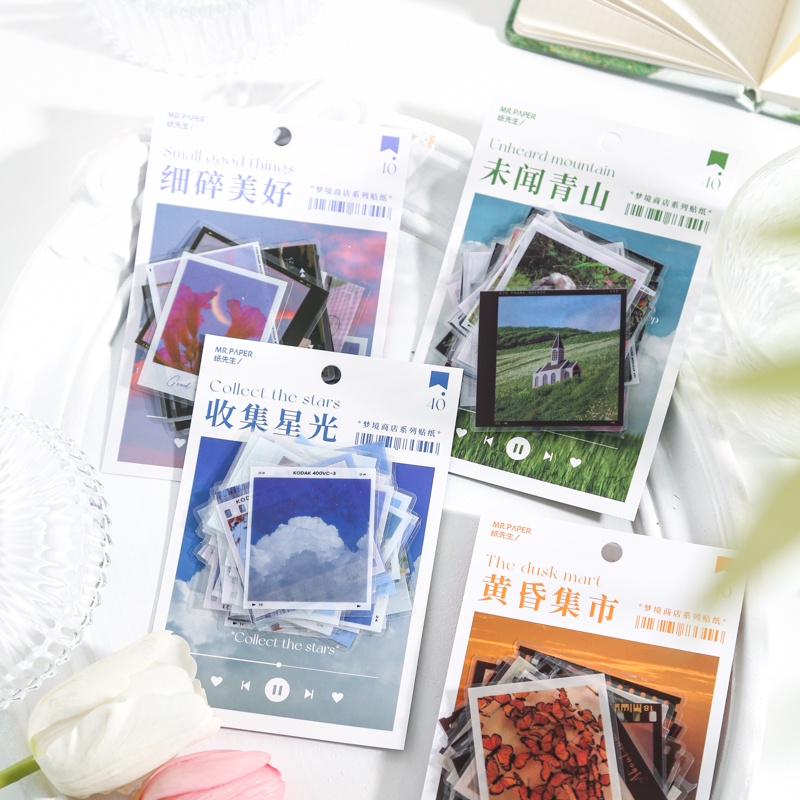 Set 40 Sticker Mang Chủ Đề Phong Cảnh Nghệ Thuật