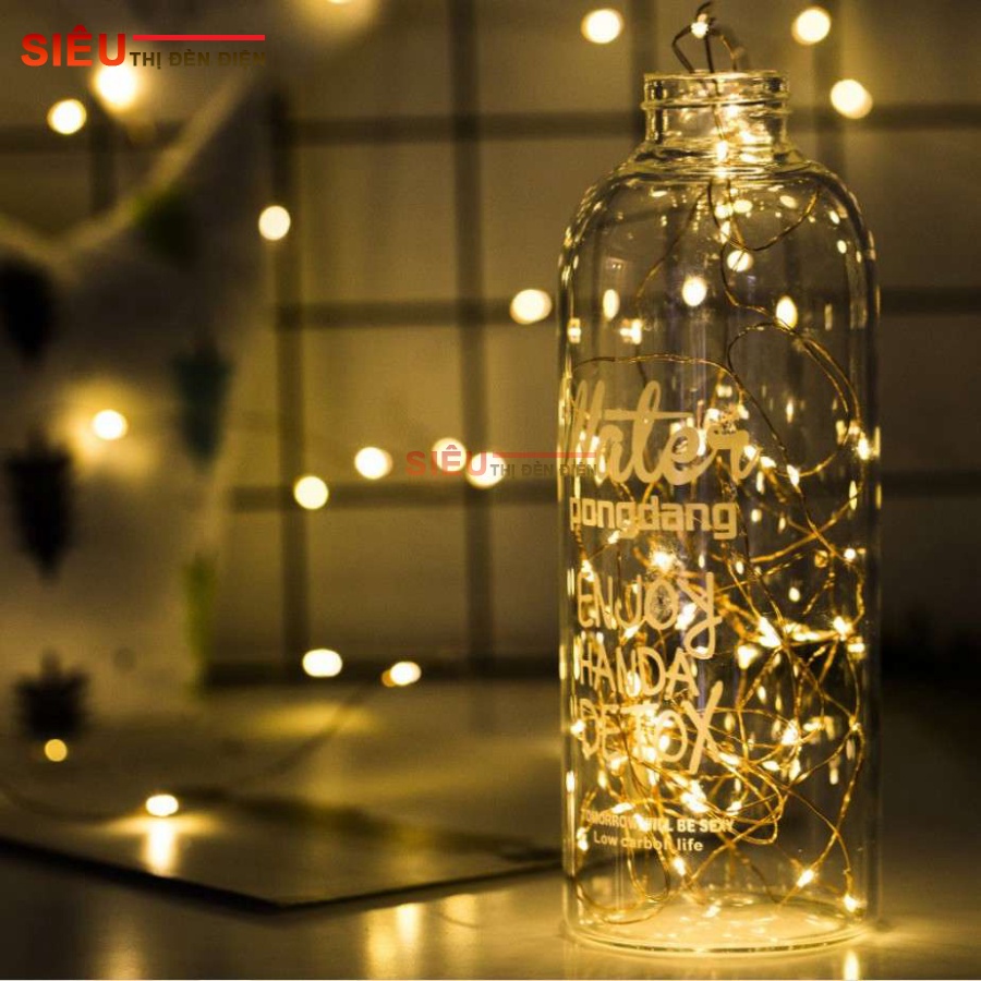 Dây đèn LED đom đóm fairylight  sẵn Pin 2 mét (Hàng xịn)