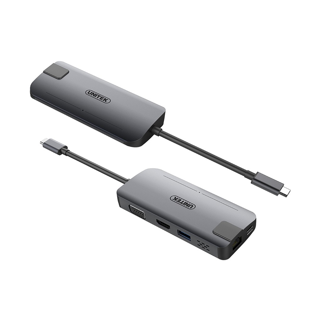 Cáp chuyển đa năng Type C Unitek Y DK 09016 GY Type C -&gt; HDMI + VGA + LAN từ Máy tính