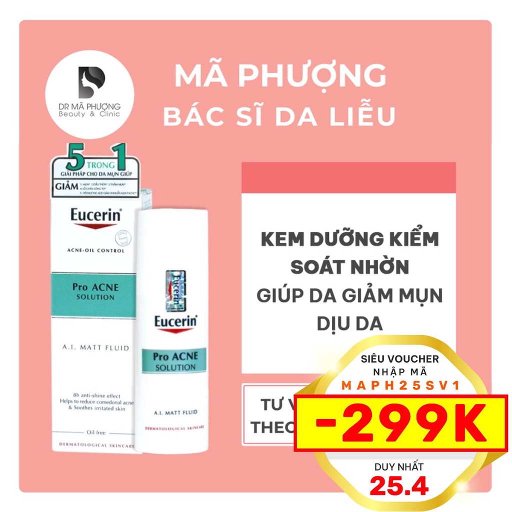 KEM KIỂM SOÁT NHỜN VÀ MỤN EUCERIN Matt Fluid 50ml DÀNH CHO DA DẦU , MỤN