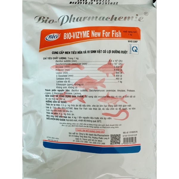 BIO VIZYME NEW for fish 1kg - cung cấp men tiêu hoá và vi sinh vật có lợi cho đường ruột