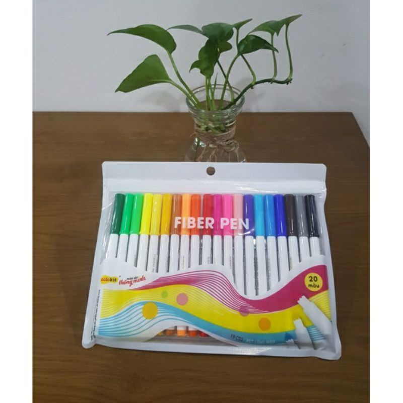 Bút lông màu 20 màu, Fiber pen Thiên Long Colokit FP-C03 và Sáp màu 10 cây