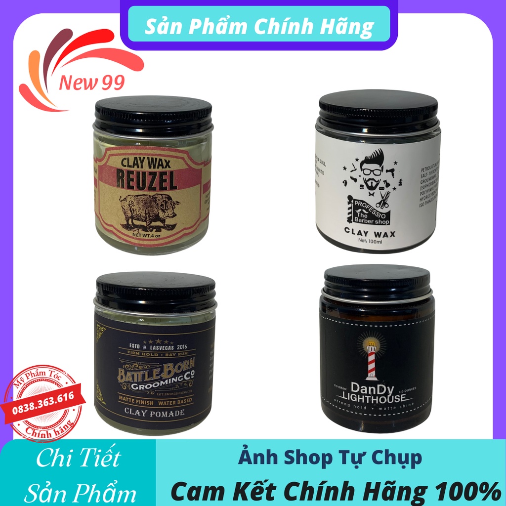 Sáp vuốt tóc nam CLAY WAX tạo kiểu tóc bồng đẹp 100ml hàng chuẩn chất lượng