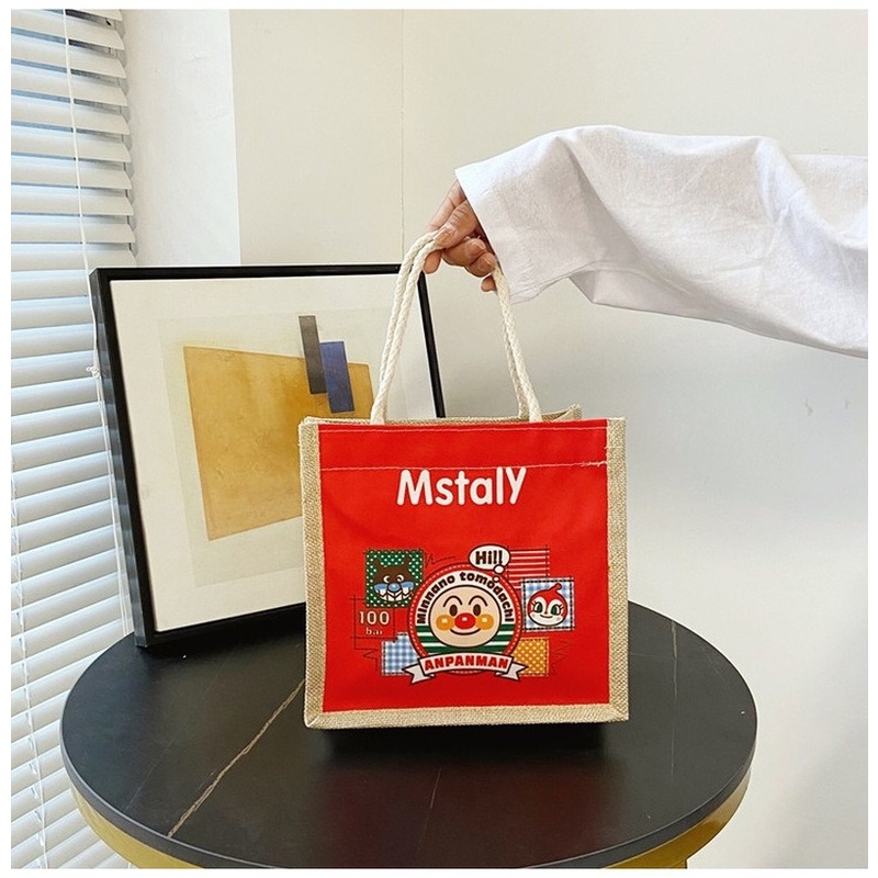 Túi tote Vải Lanh mini In Họa Tiết Hoạt Hình Phong Cách Nhật Bản Thời Trang Cho Nữ
