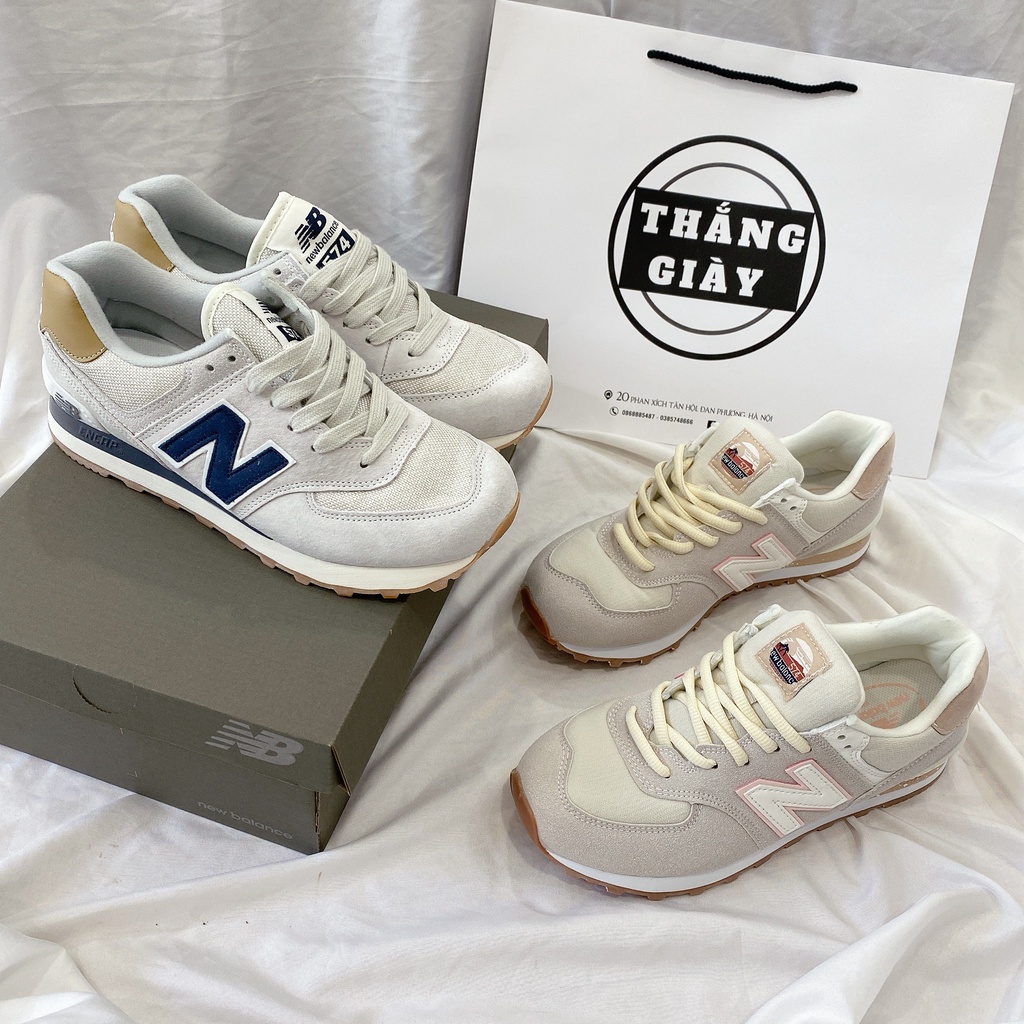 Giày Thể Thao Nữ Ngô Thắng Newbalen 574 Kem Viền Hồng